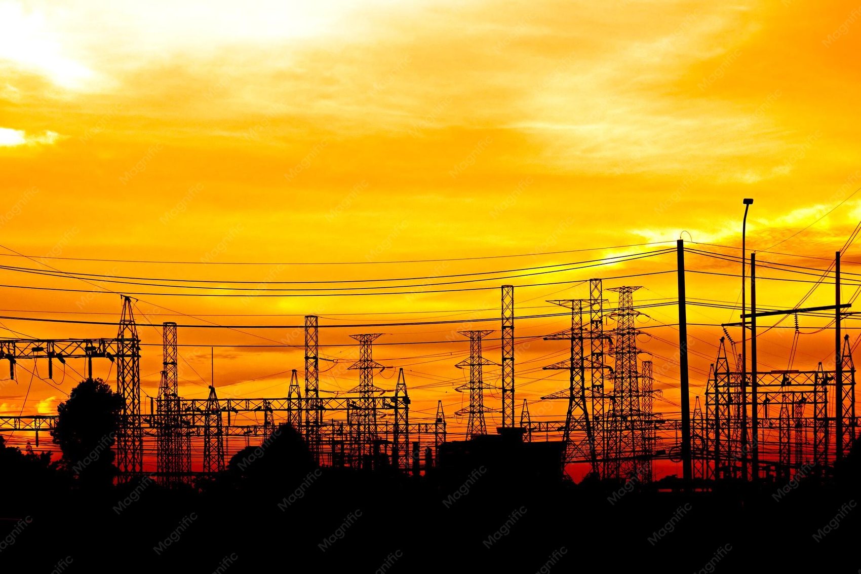 High-voltage substation and transmission infrastructure
